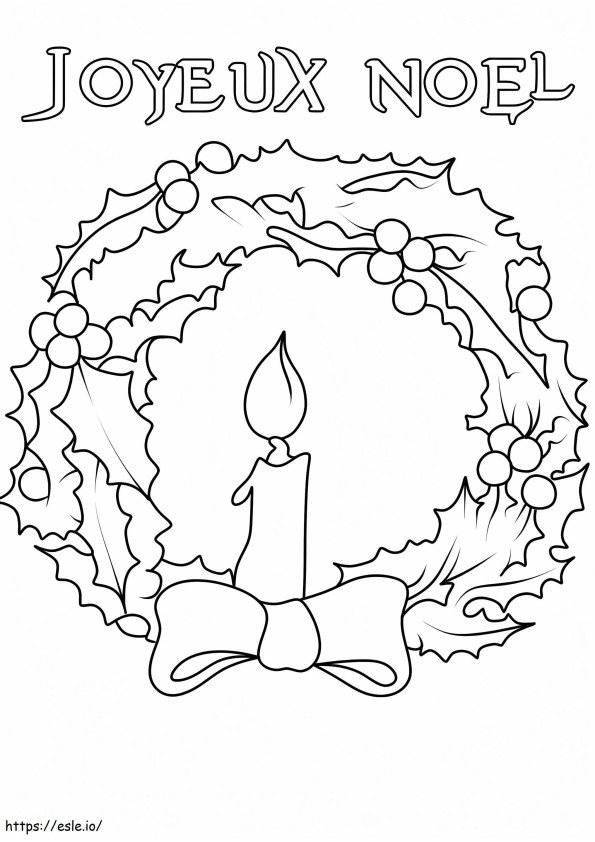 Merry Christmas With Wreath And Candle coloring page