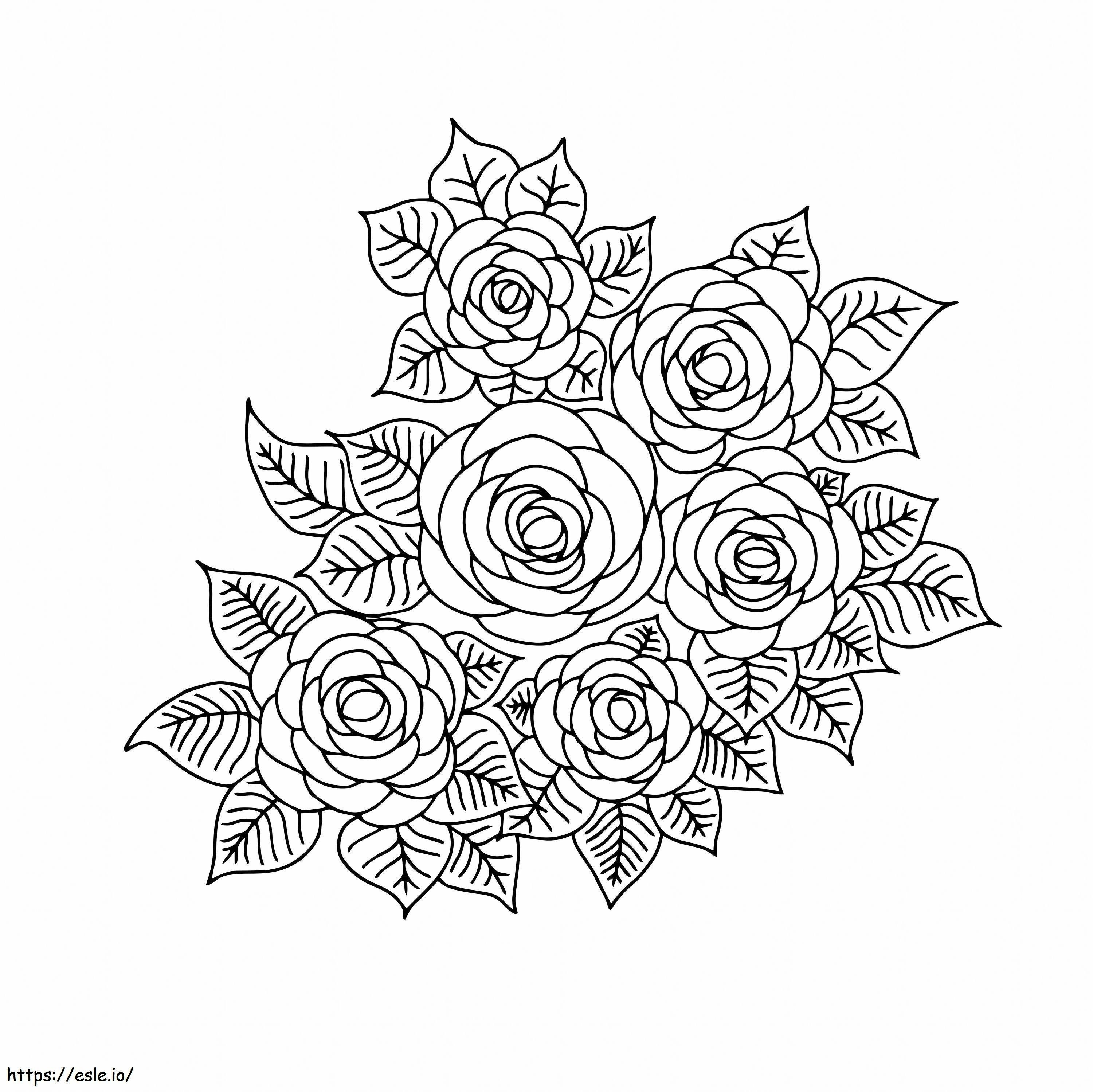 Coloriage Roses avec feuilles à imprimer dessin