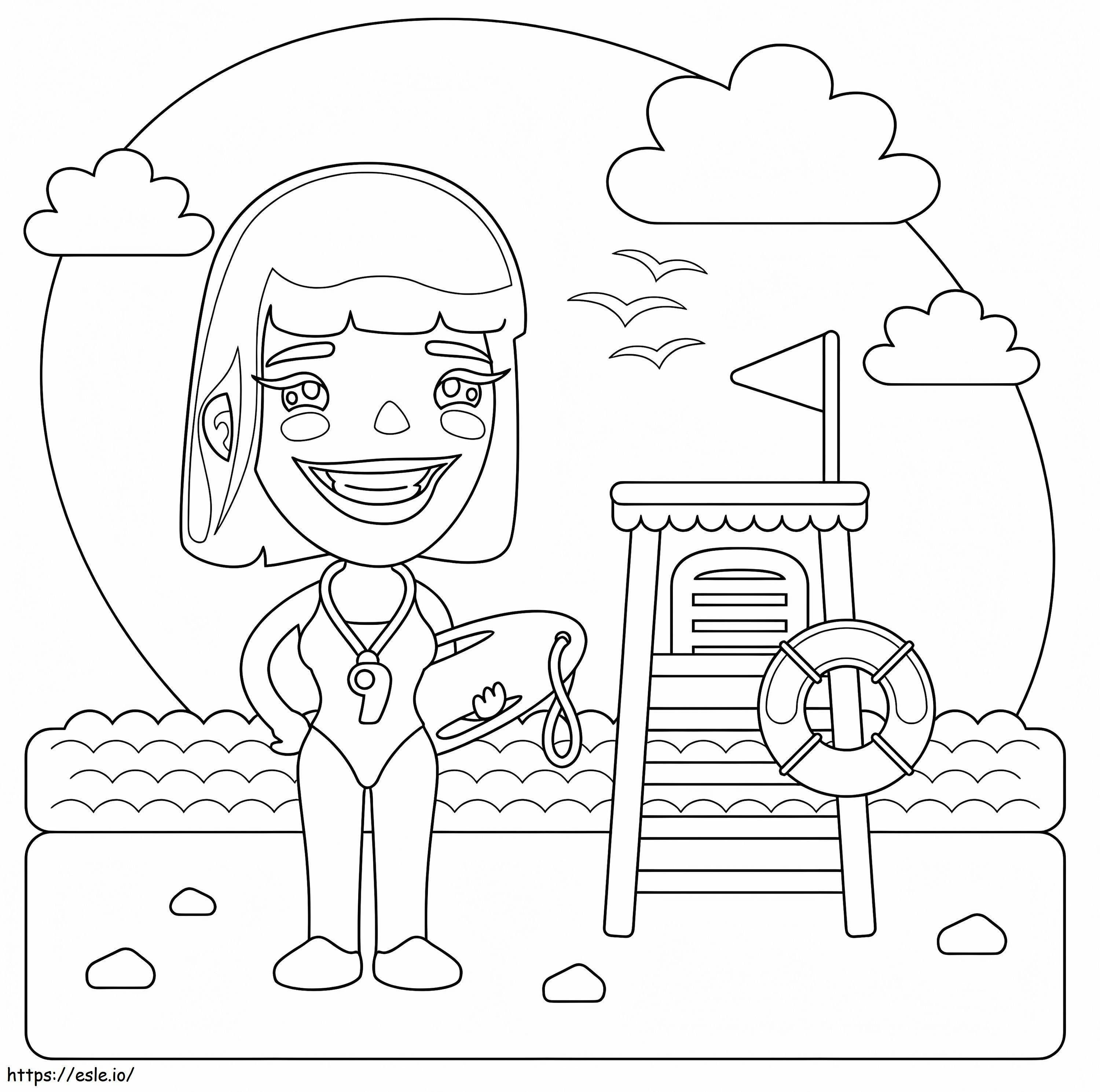 Happy Lifeguard coloring page