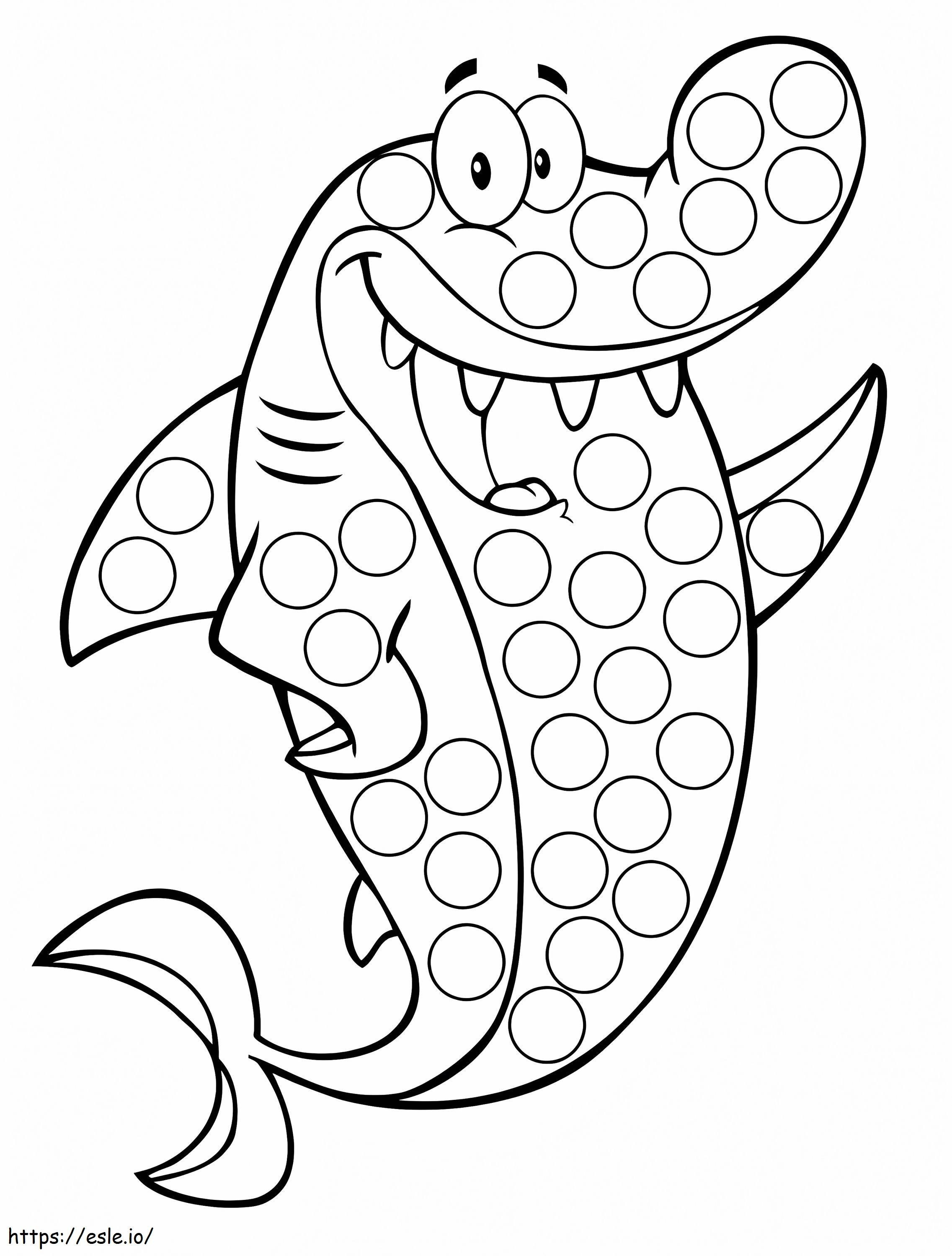Marcador de pontos de tubarão para colorir