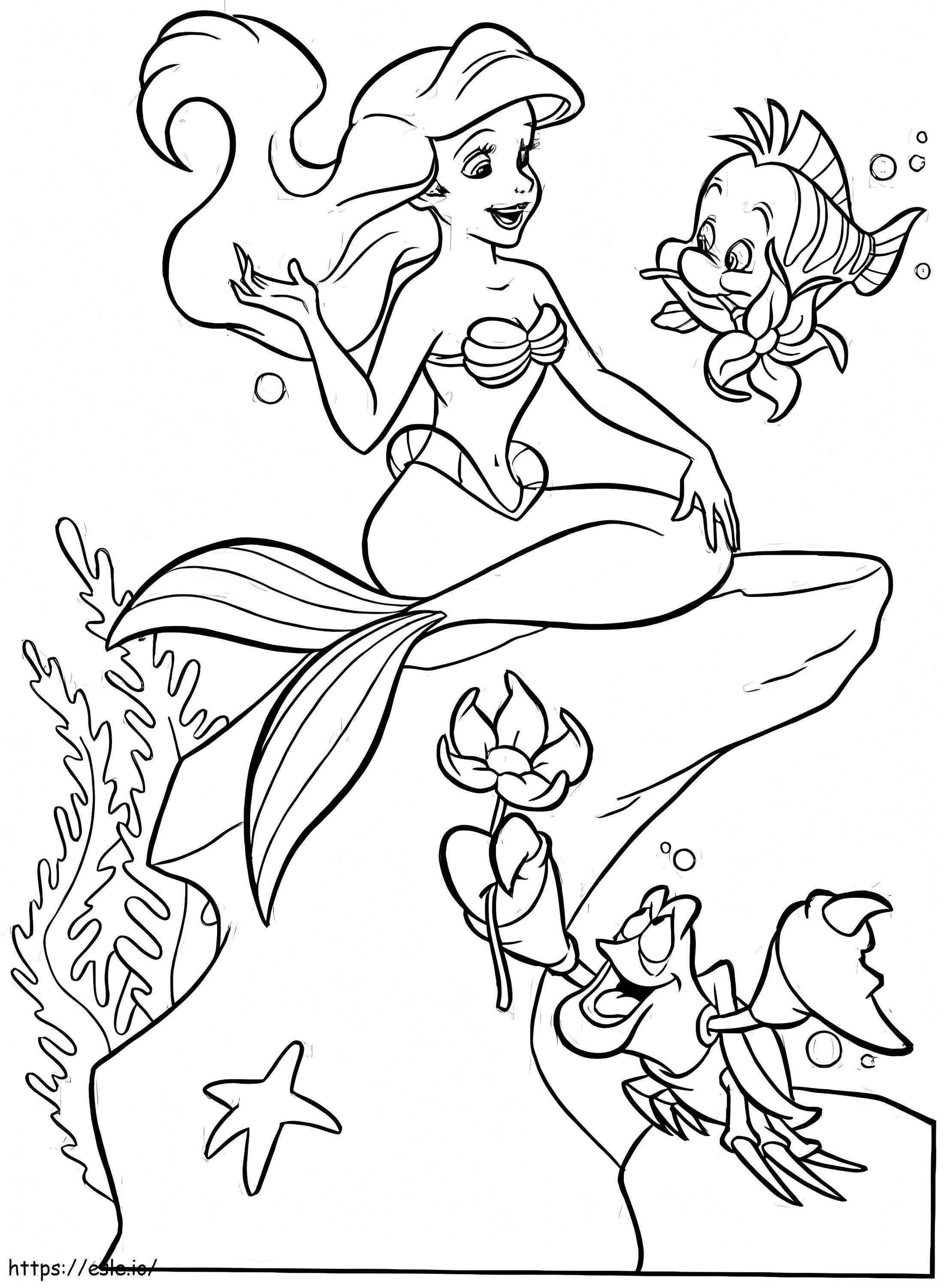 Coloriage La petite sirène Ariel et ses amis à imprimer dessin