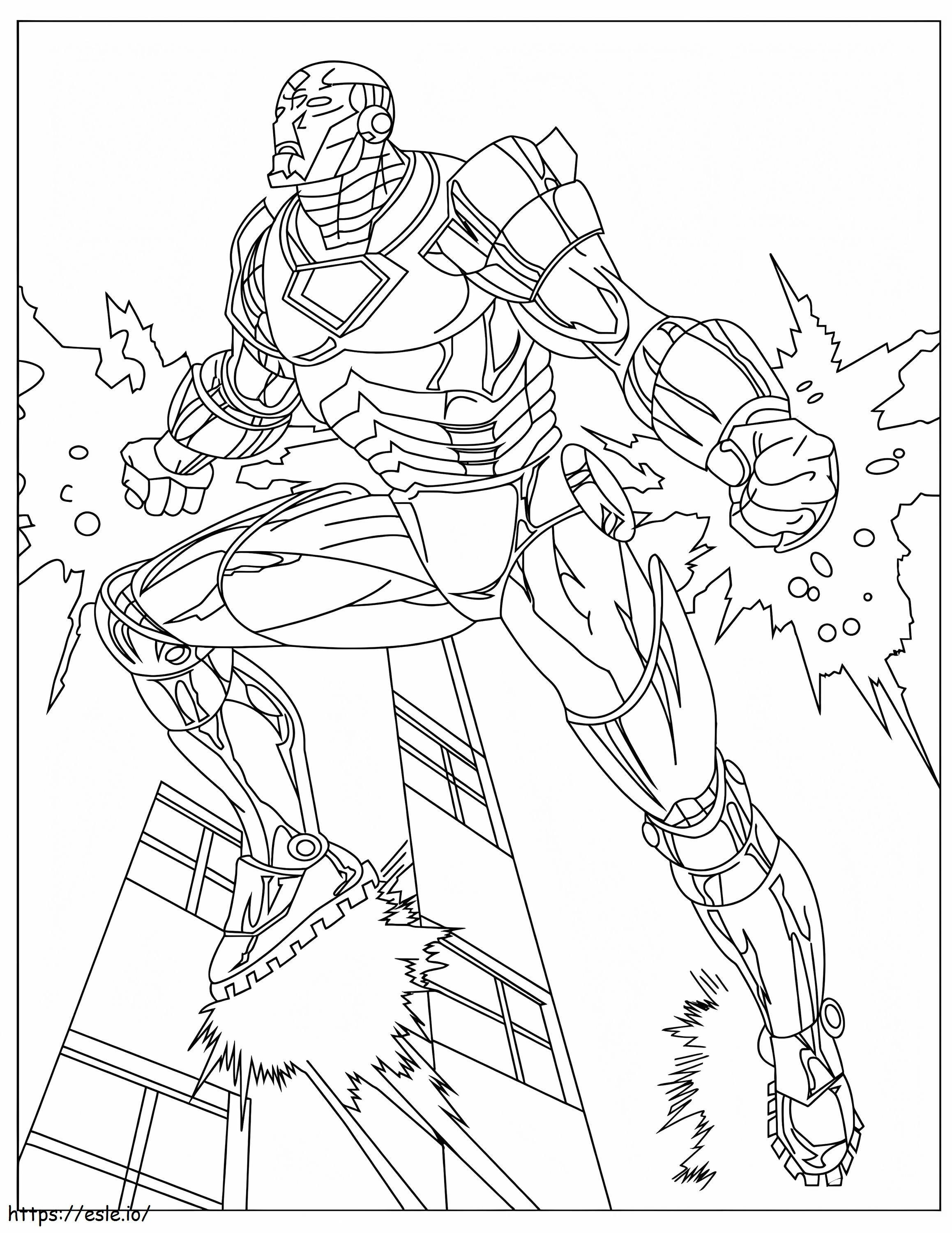Ironman Flying In The City coloring page