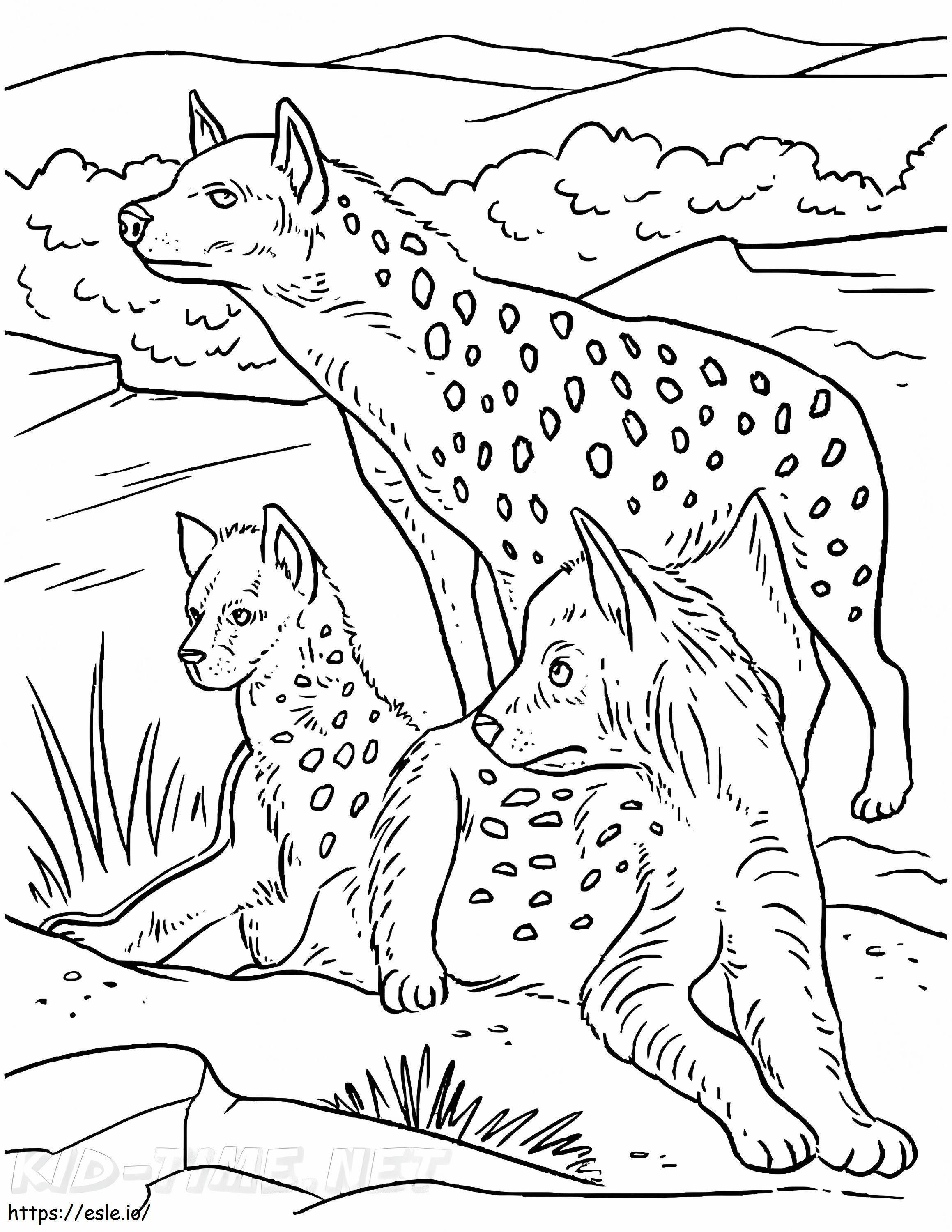 Kolme hyeenaa värityskuva