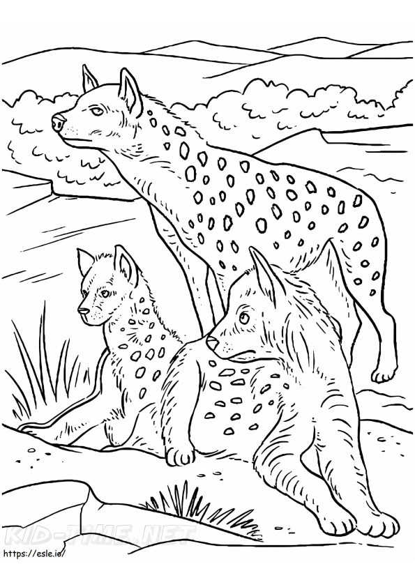 Drie hyena's kleurplaat