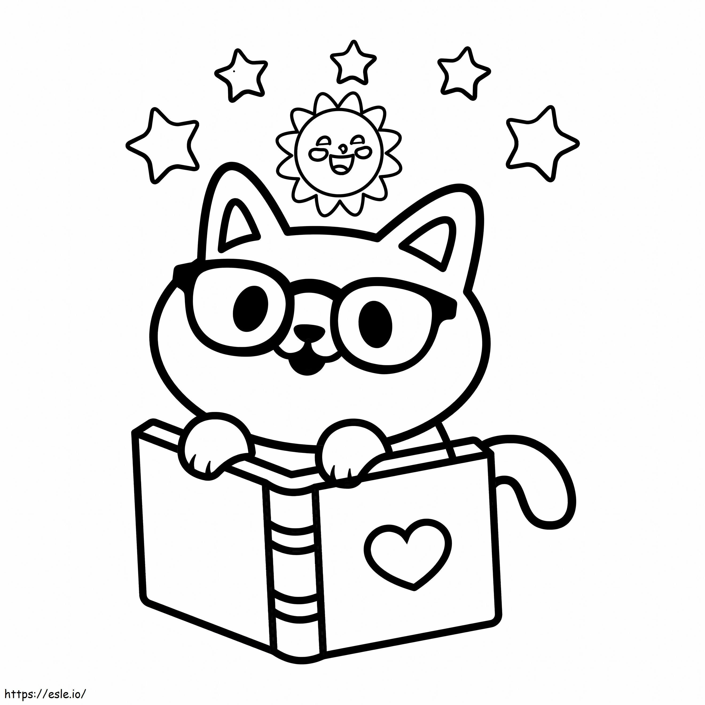 Cat With Book coloring page