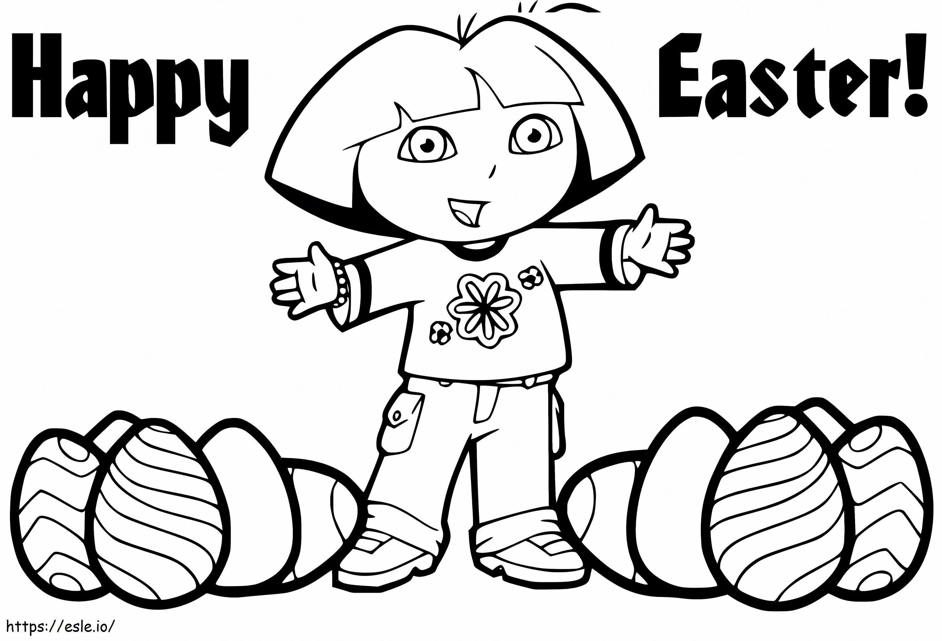 Happy Easter With Dora coloring page