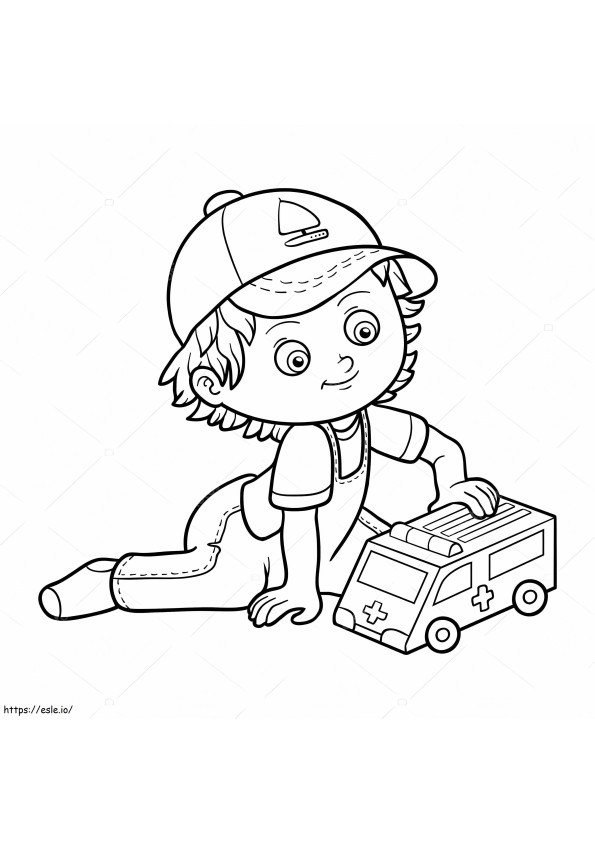 1559977703 Child Playing With Ambulance A4 coloring page