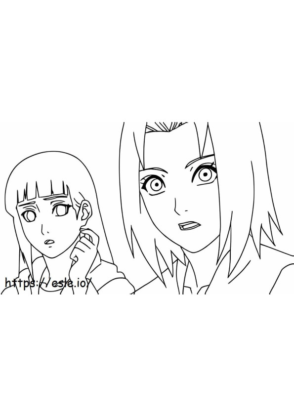 Hinata e Sakura para colorir