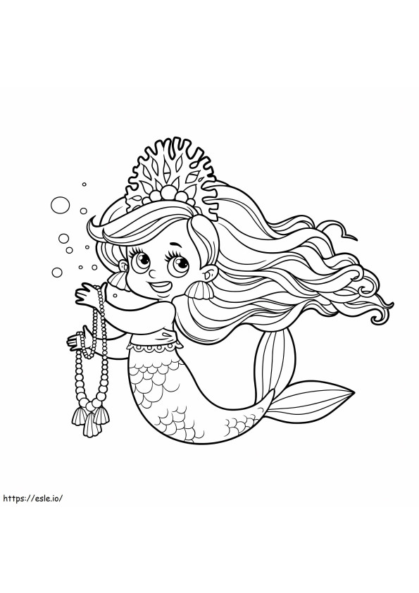 Mermaid Holding Necklace coloring page