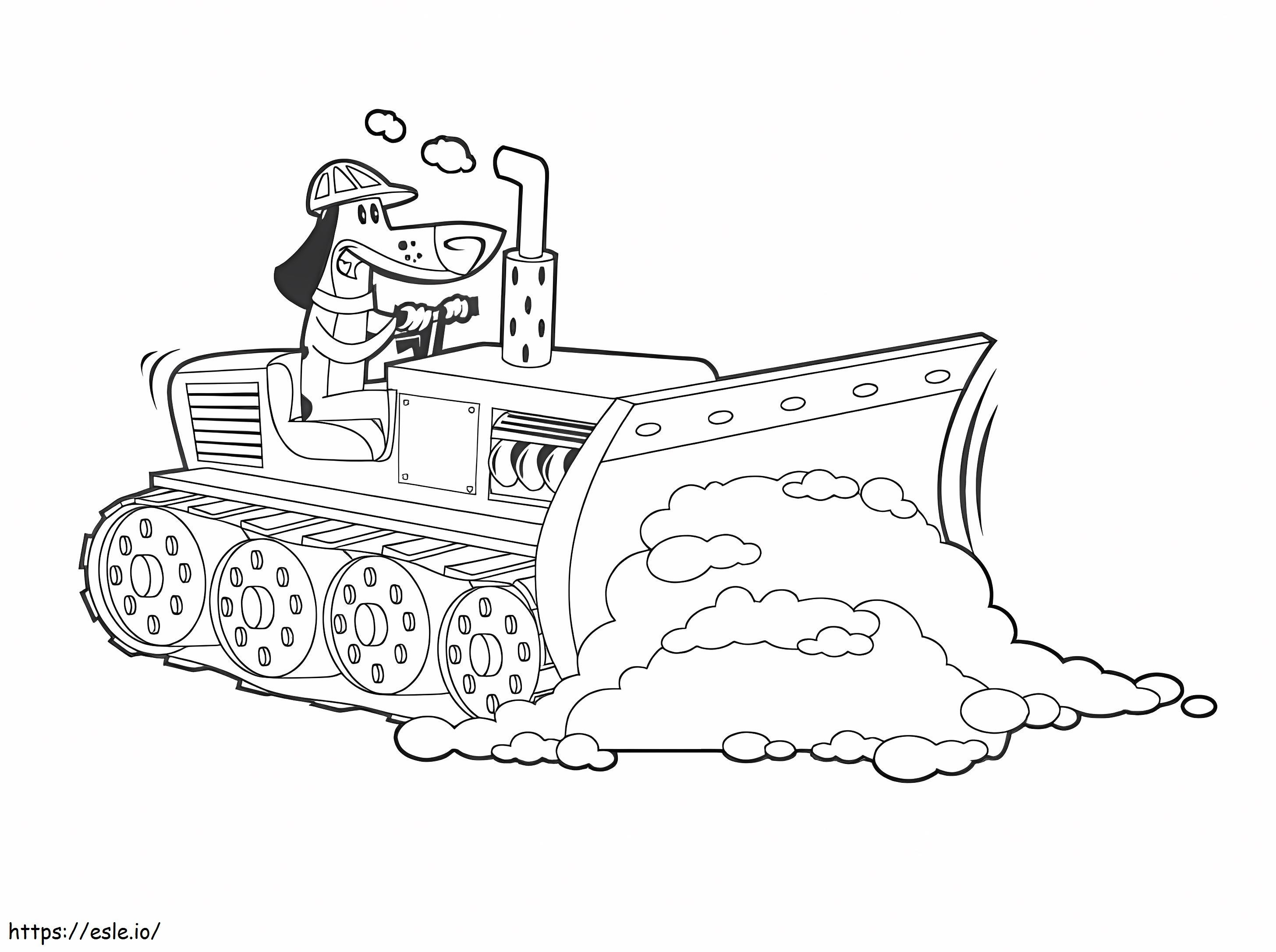 Dog Driving Bulldozer coloring page