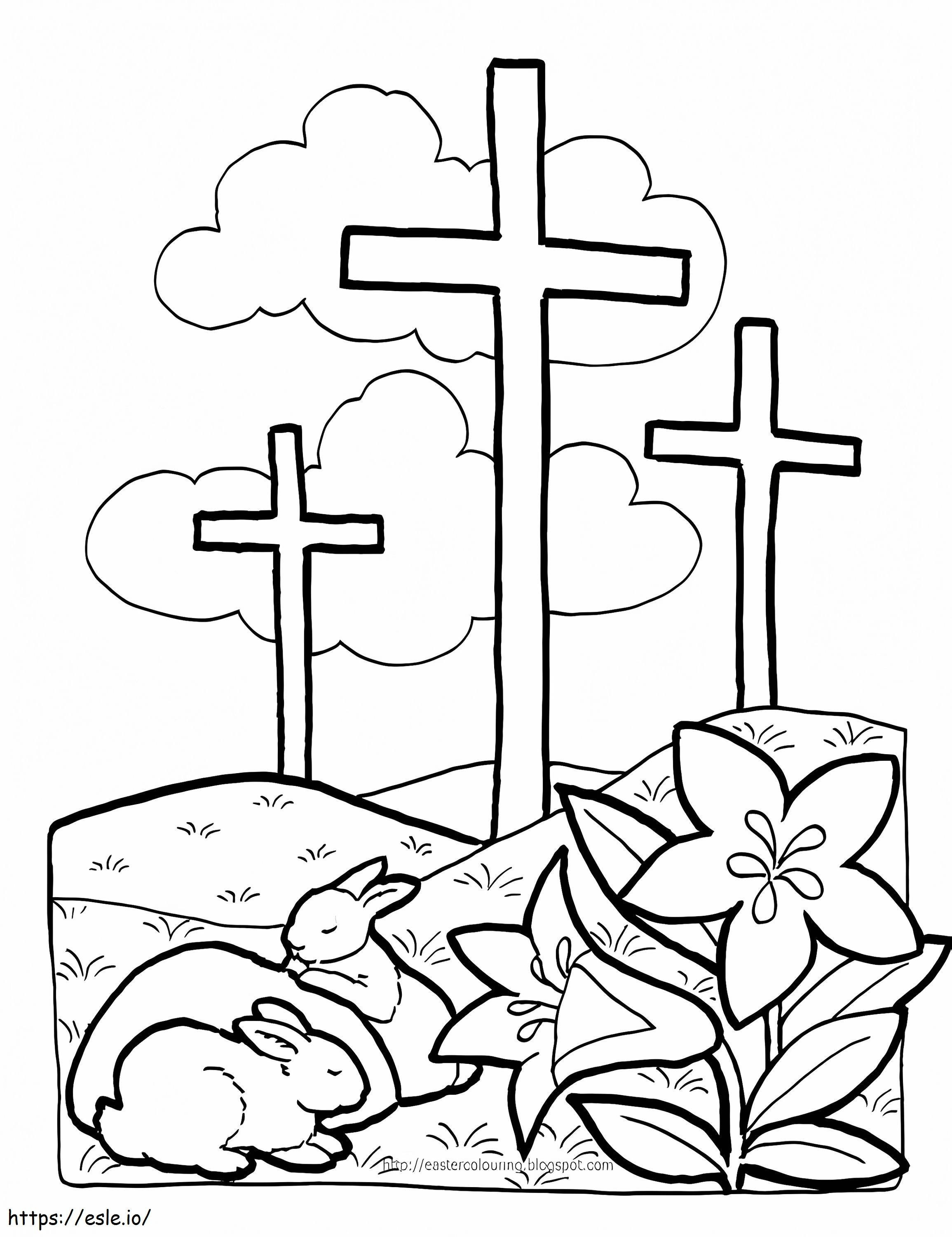 Three Cross coloring page