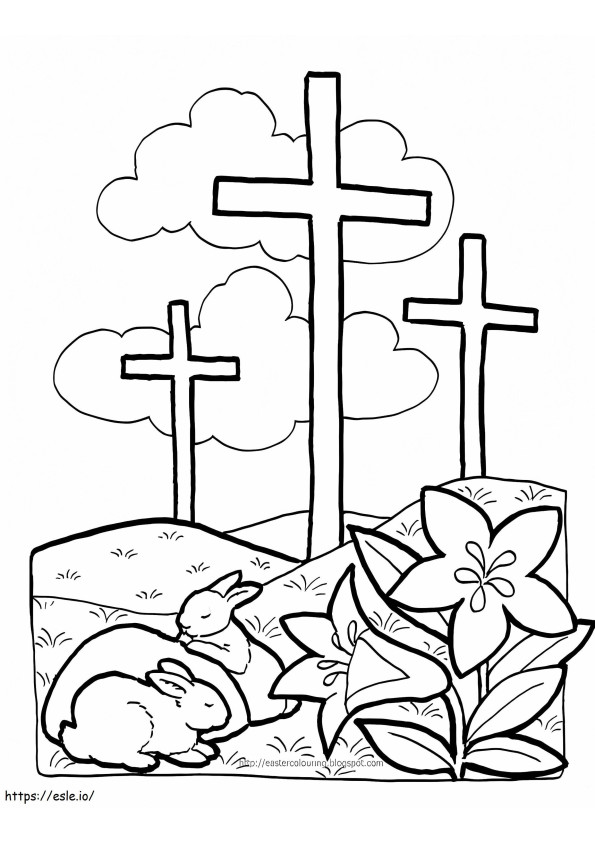 Coloriage Trois croix à imprimer dessin