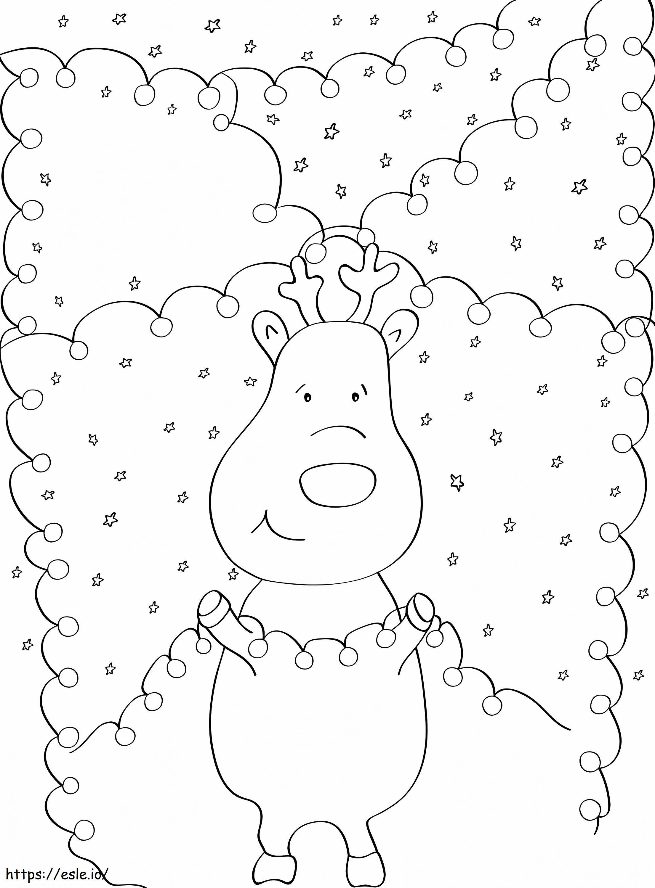 Reindeer With Christmas Lights coloring page