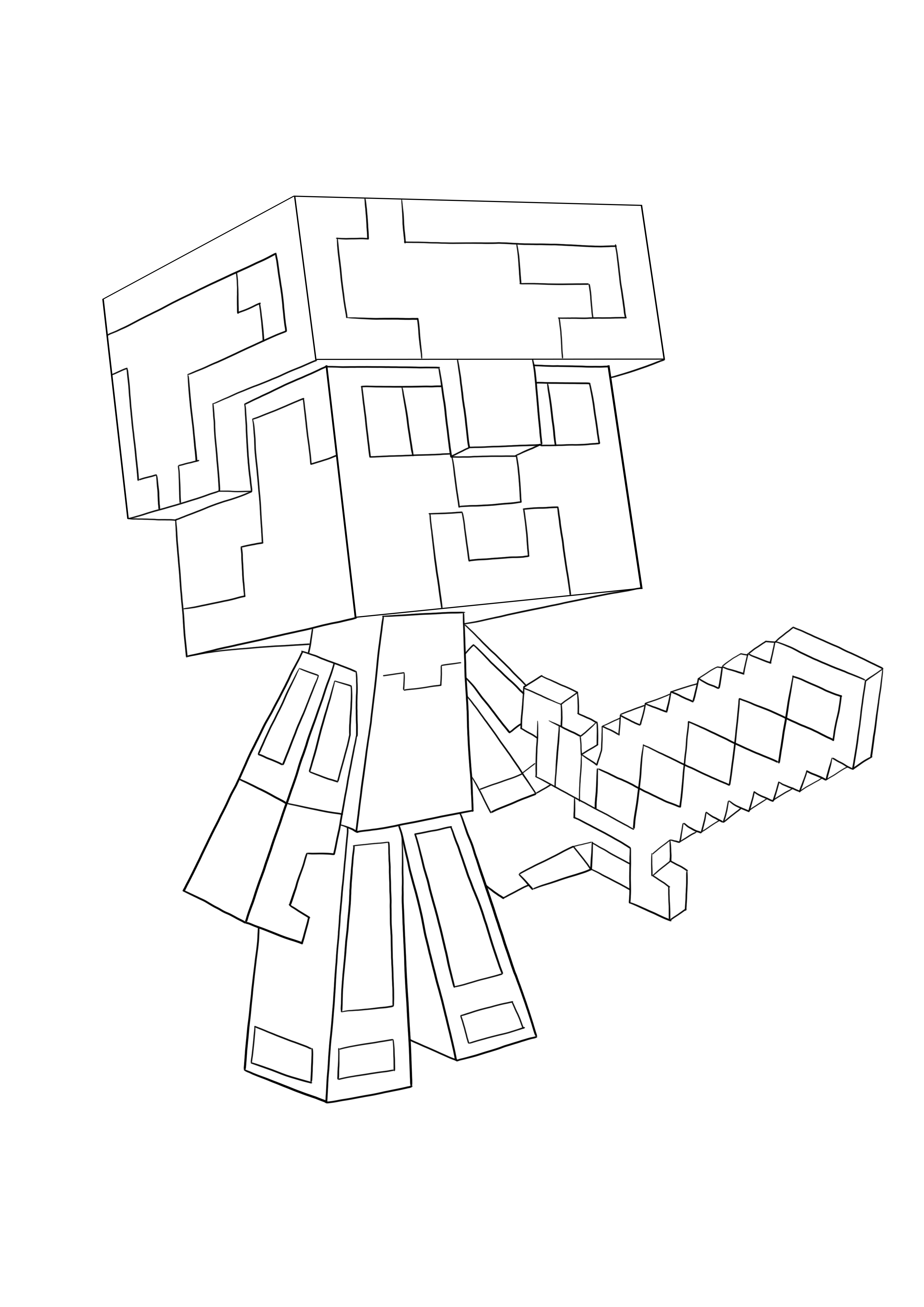 minecraft coloring pages steve with armor