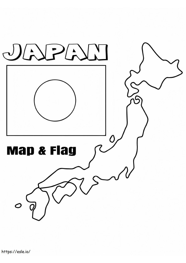 Coloriage Drapeau et carte du Japon à imprimer dessin