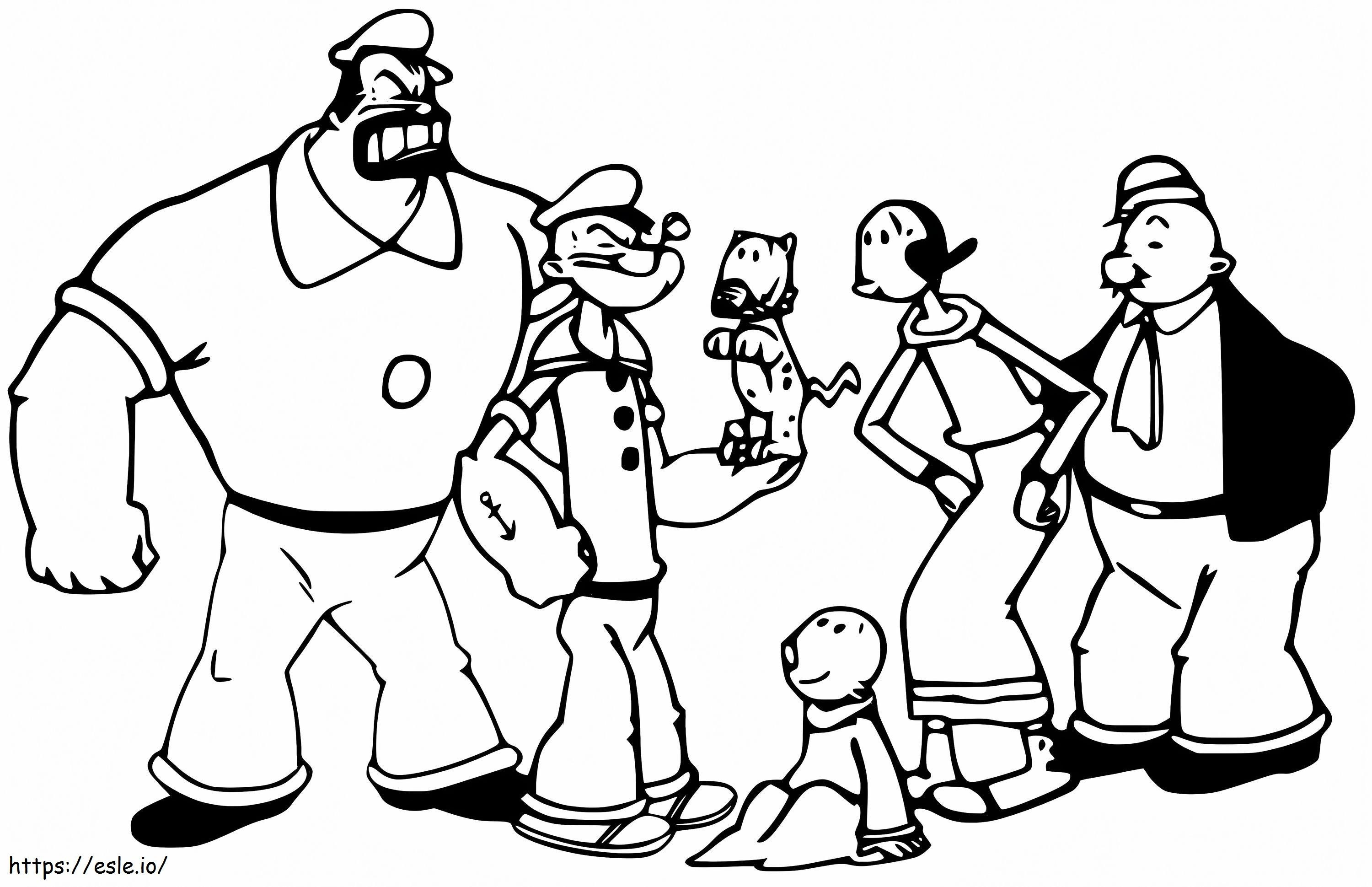 Personajes de Popeye para colorear