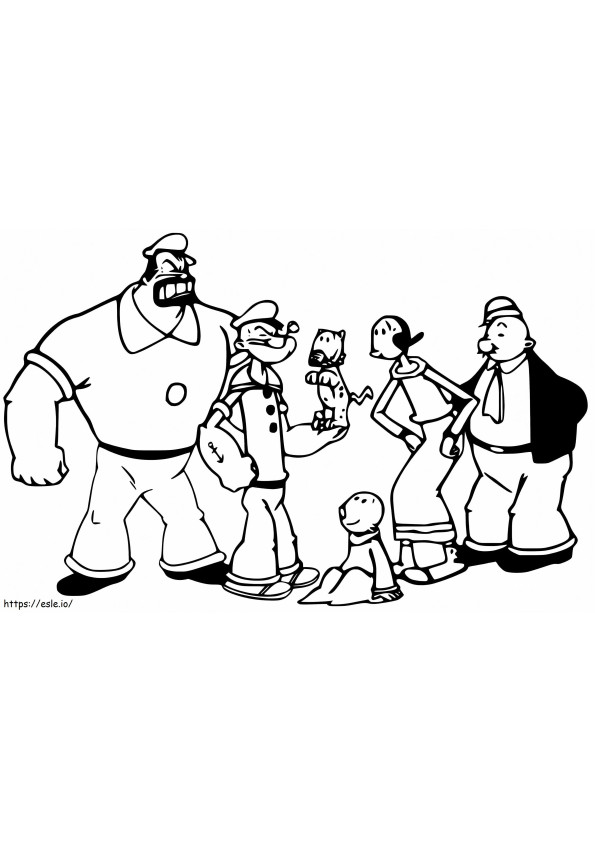 Personagens do Popeye para colorir