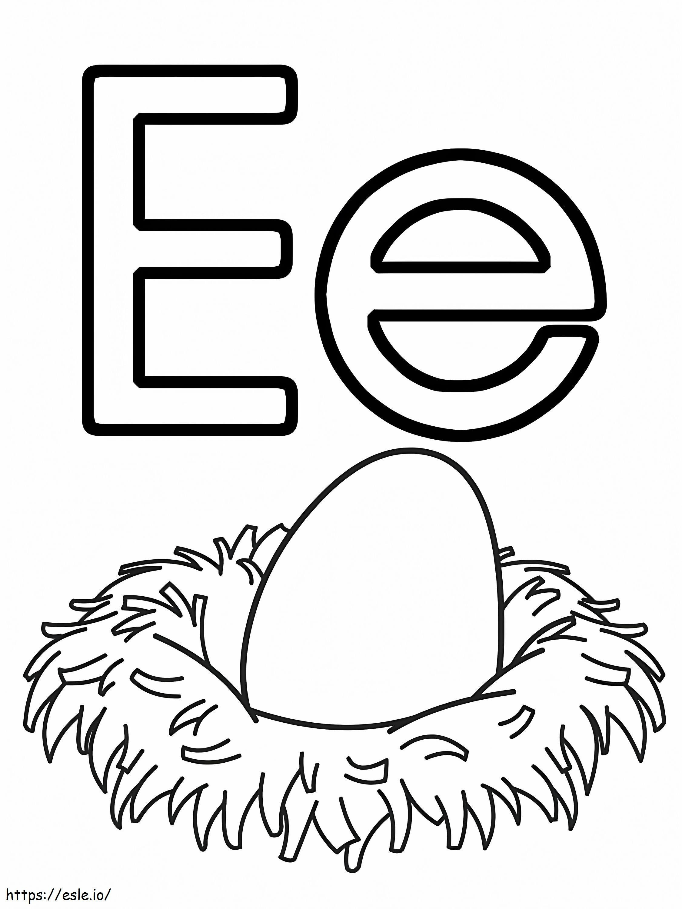 Huevo Letra E para colorear