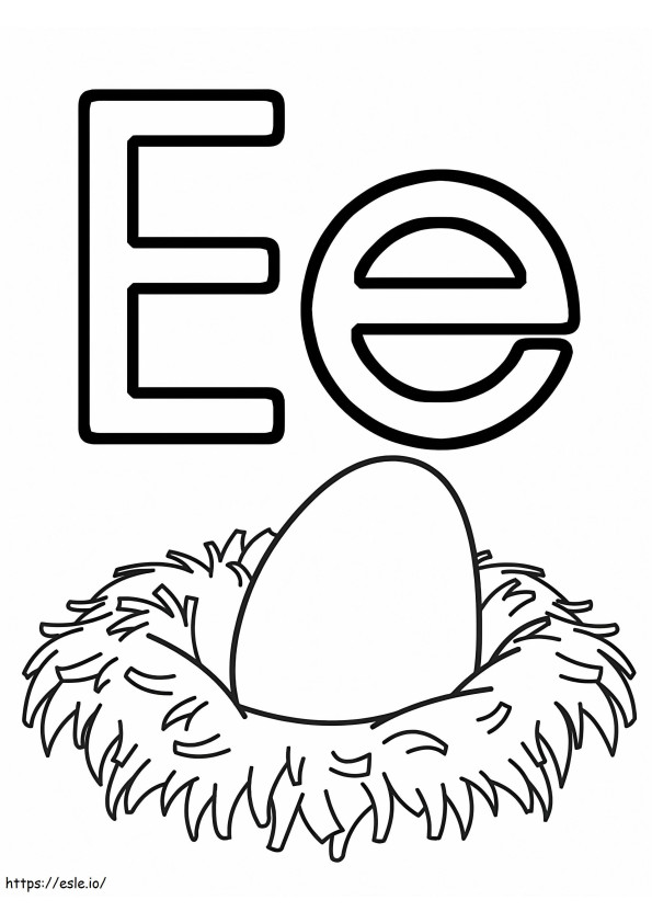 Huevo Letra E para colorear