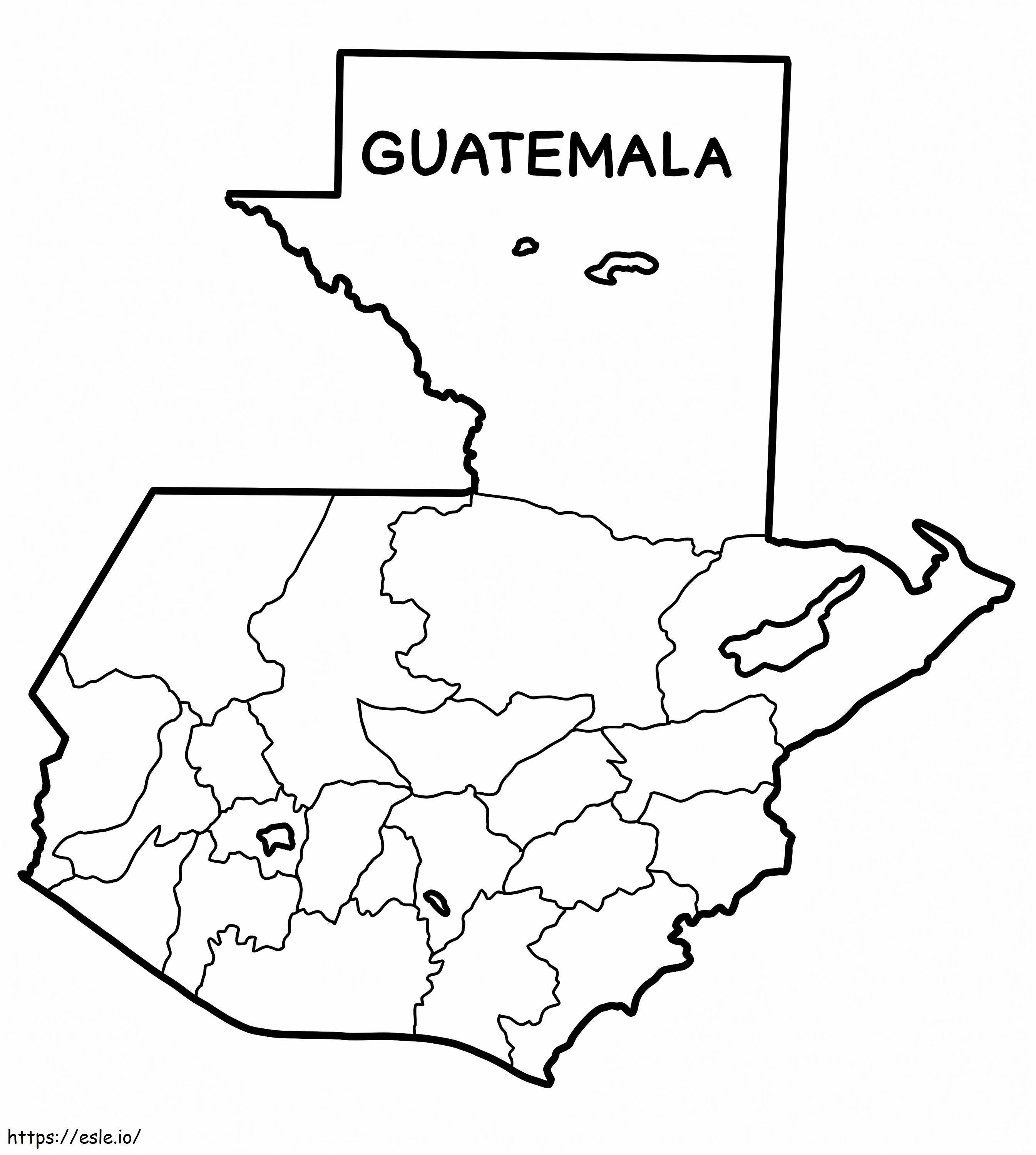 Mapa Gwatemali kolorowanka
