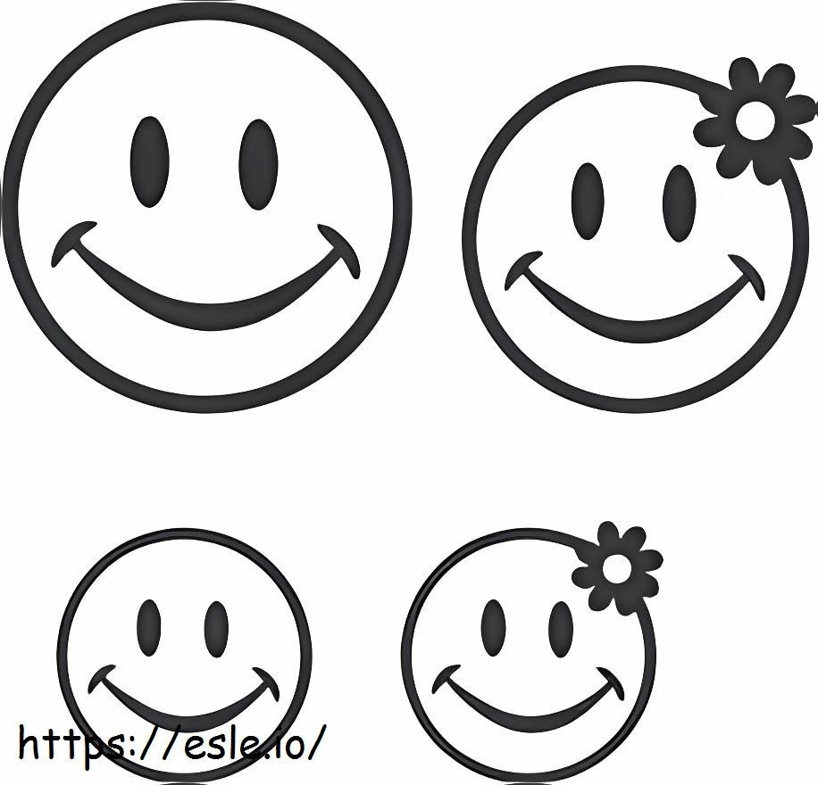 Vier lächelnde Gesichter ausmalbilder