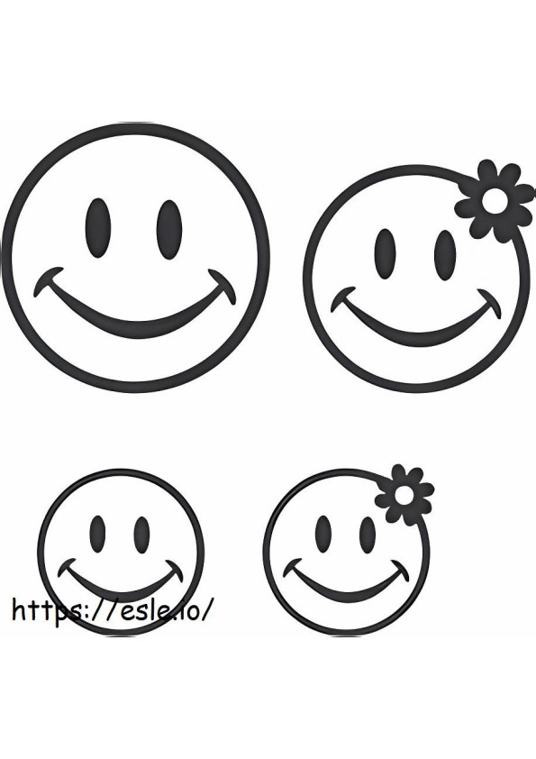 Coloriage Quatre visages souriants à imprimer dessin