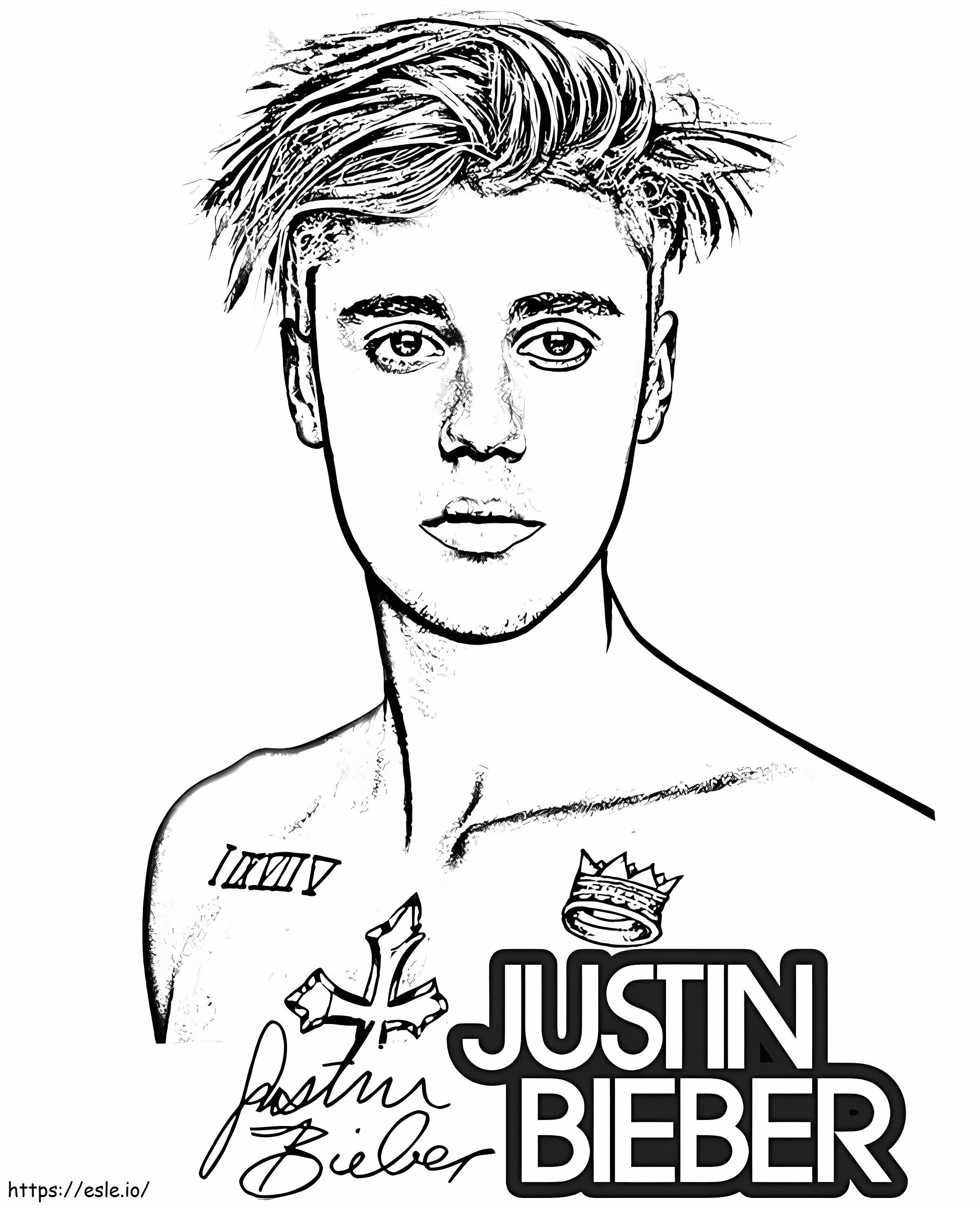 Justin Bieberin piirustus värityskuva