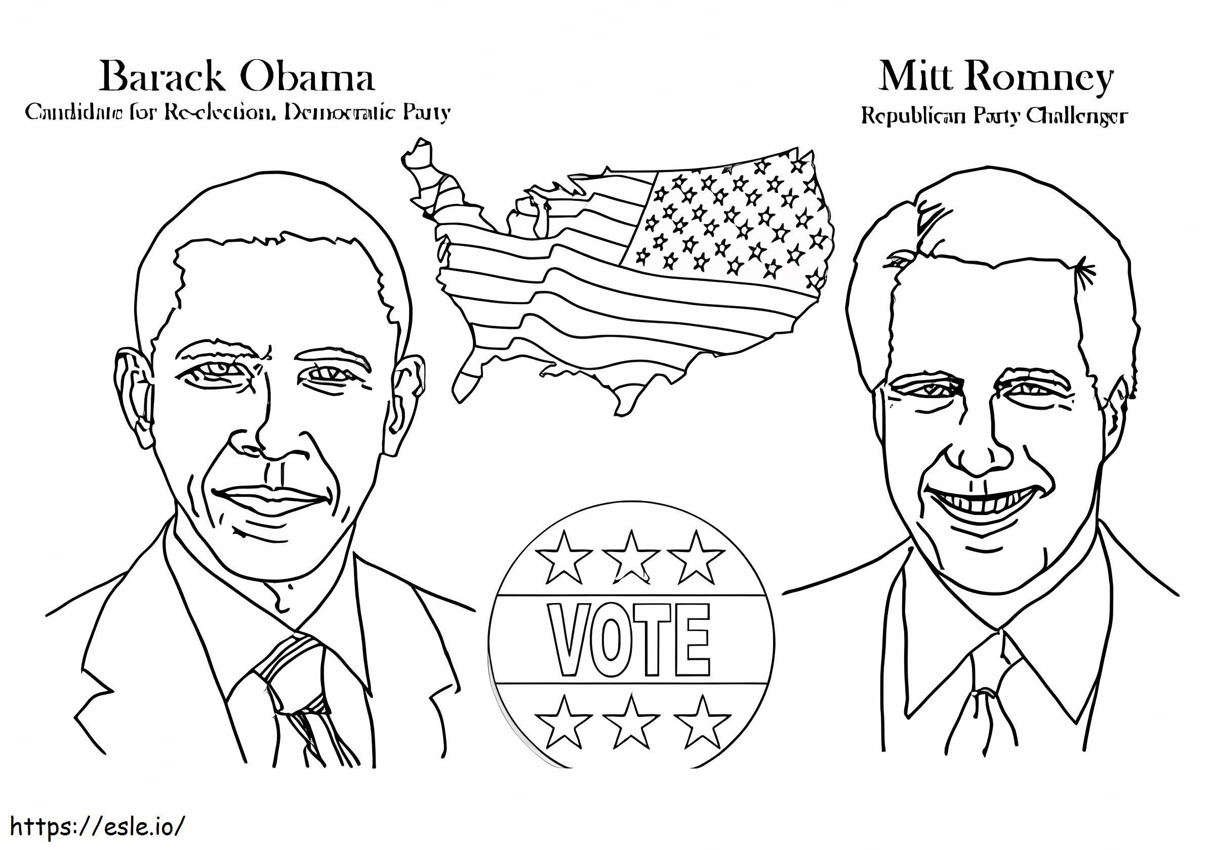 Baracka Obamy i Mitta Romneya kolorowanka