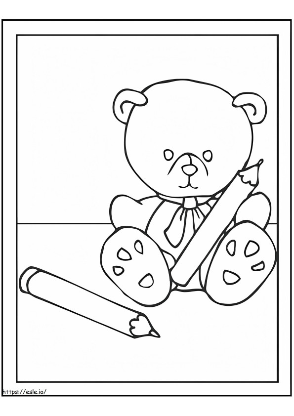 Teddybeer Met Potlood kleurplaat