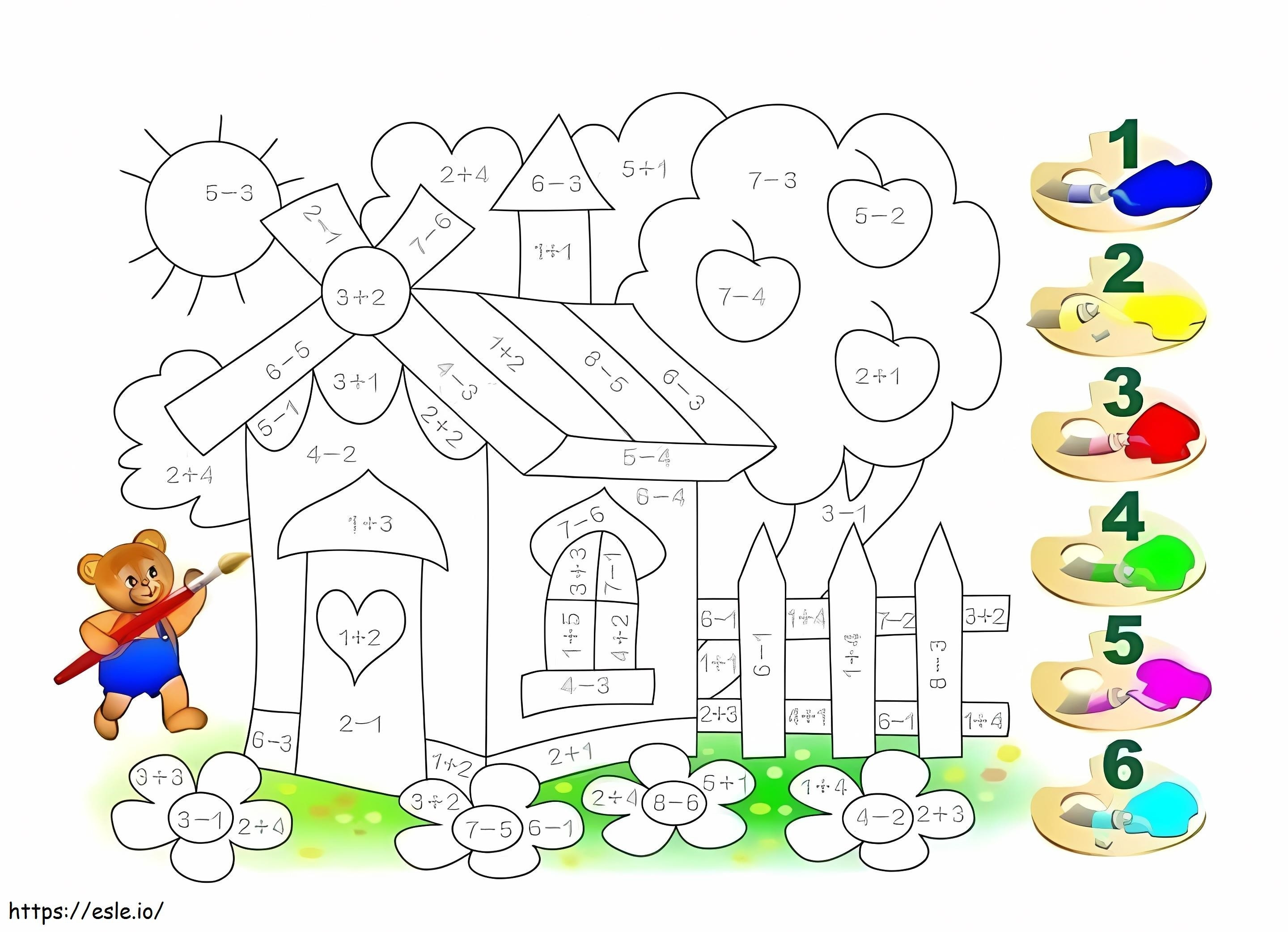 Cute House Math coloring page