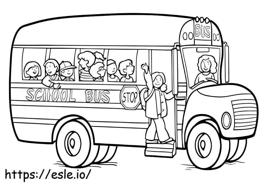 Çocuk ve Okul Otobüsü boyama