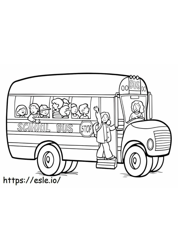 Çocuk ve Okul Otobüsü boyama
