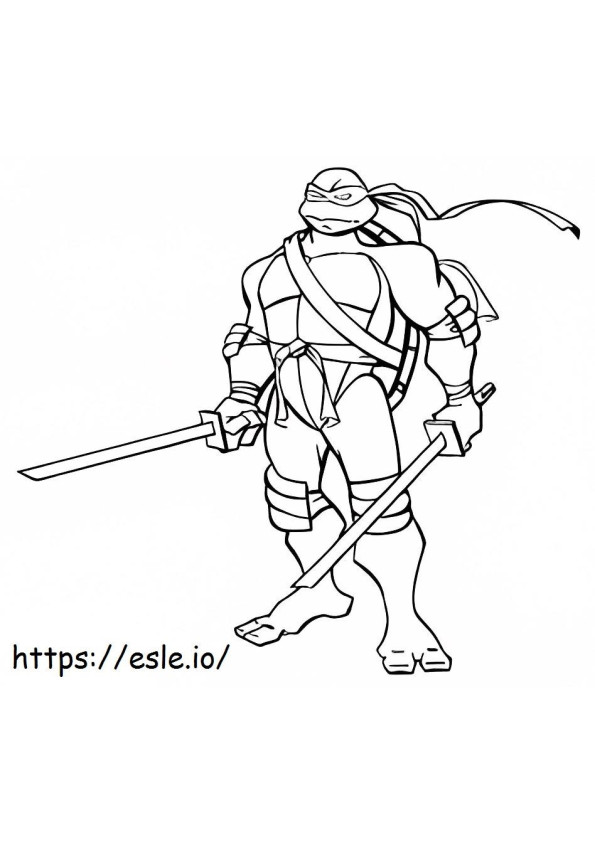 Coloriage Tortue Ninja Leonardo et 2 Katana à imprimer dessin