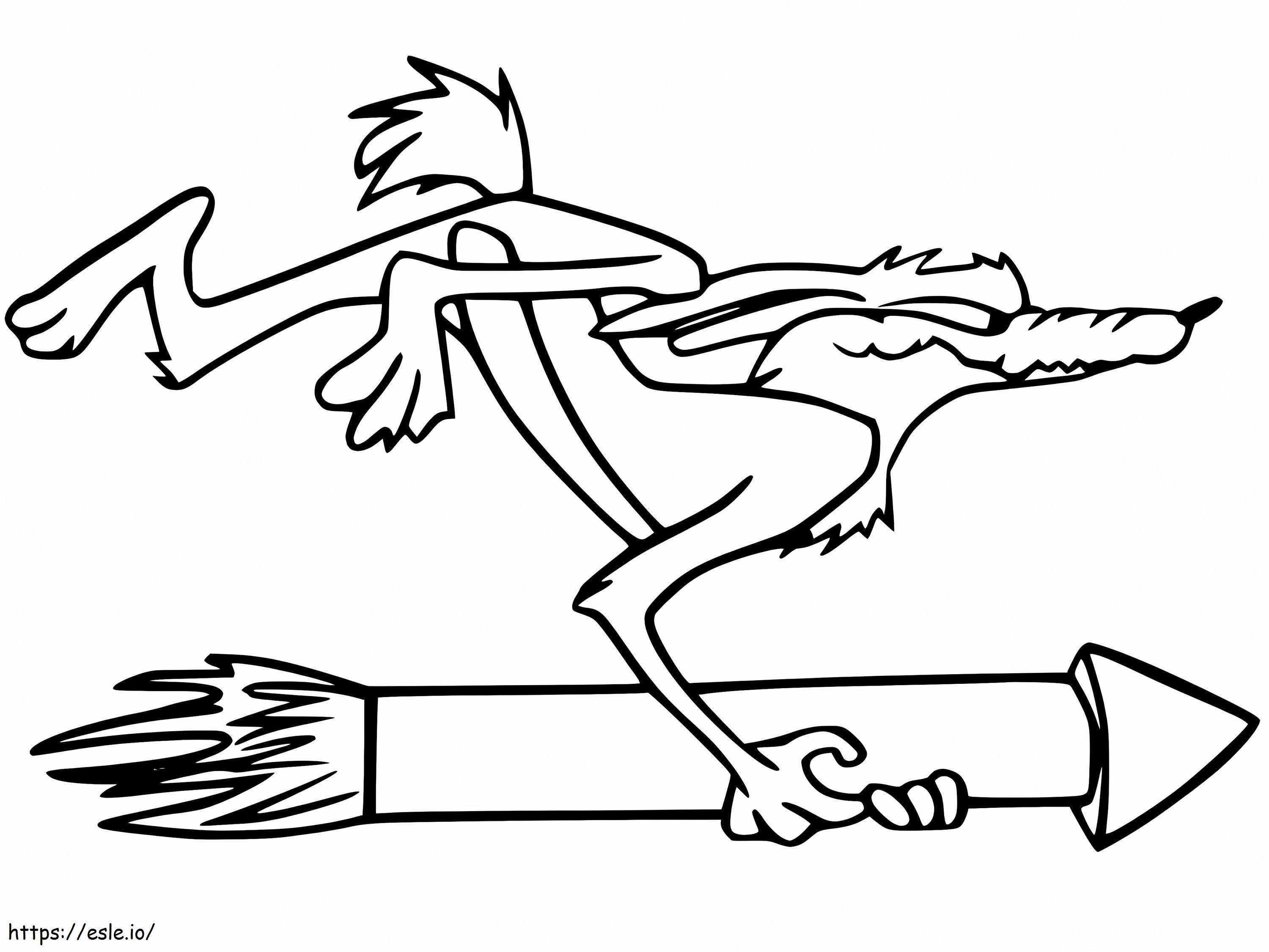 Wile E Coyote Dengan Roket Gambar Mewarnai