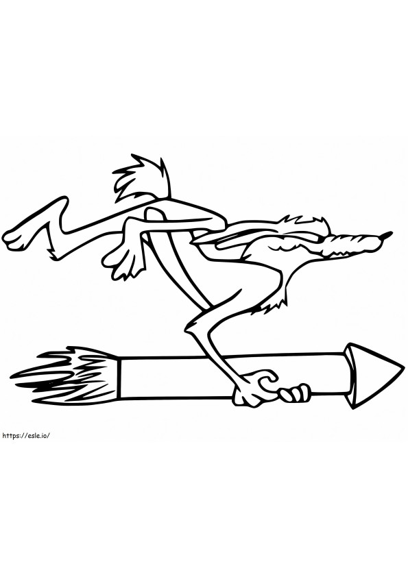 Wile E Coyote con cohete para colorear