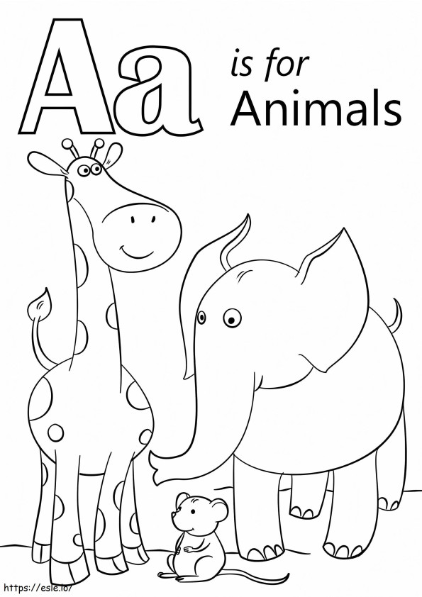 Animals Letter A coloring page
