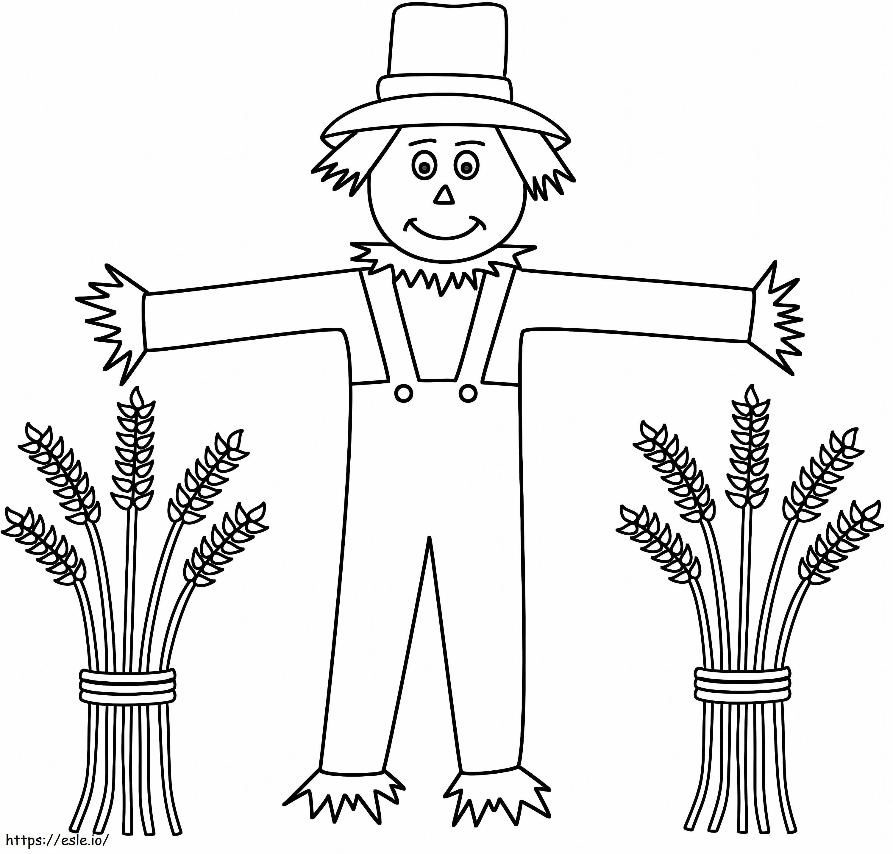 Scarecrow With Sheaves Of Wheat coloring page