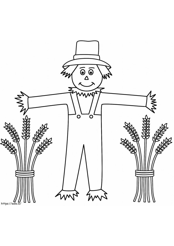 Scarecrow With Sheaves Of Wheat coloring page