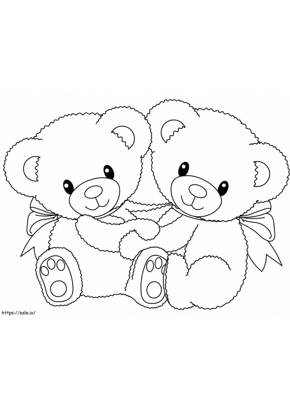 Schattige teddyberen kleurplaat