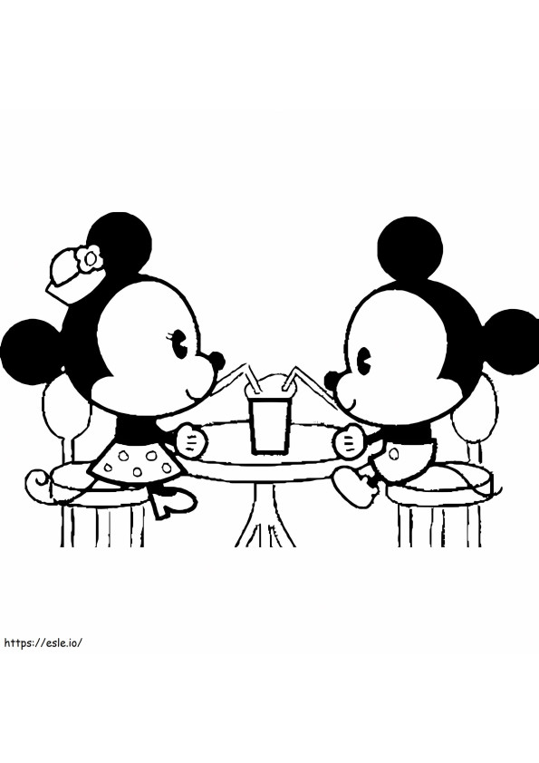 Coloriage Mickey et Minnie Disney Cuties à imprimer dessin