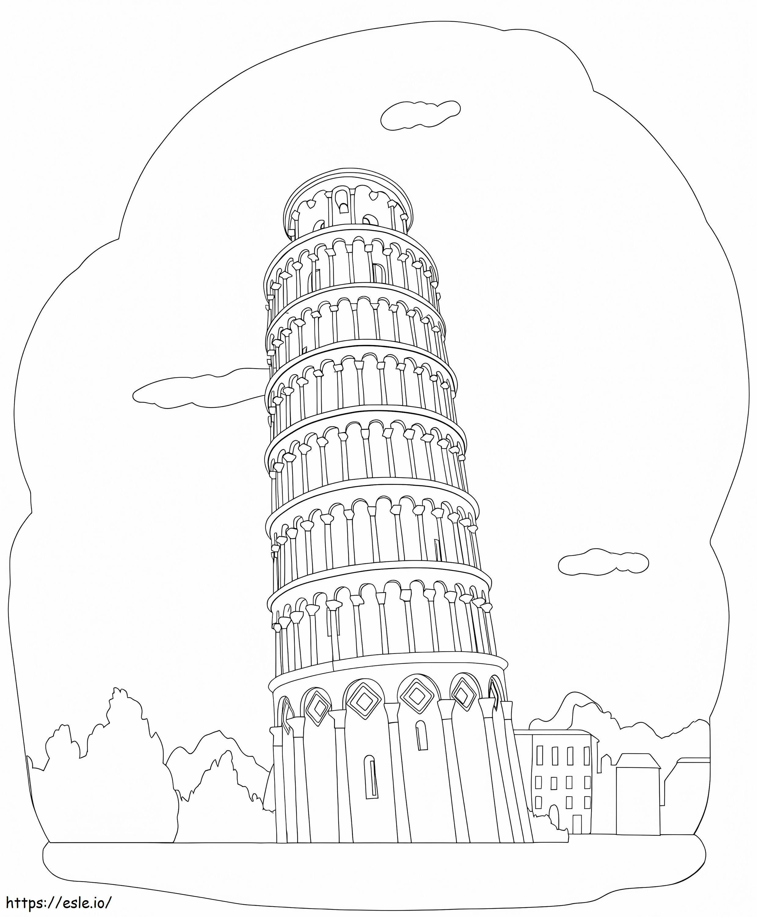 Torre Inclinada de Pisa 1 para colorir