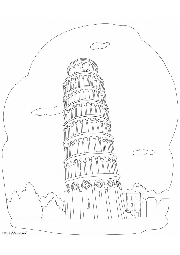 Scheve toren van Pisa 1 kleurplaat