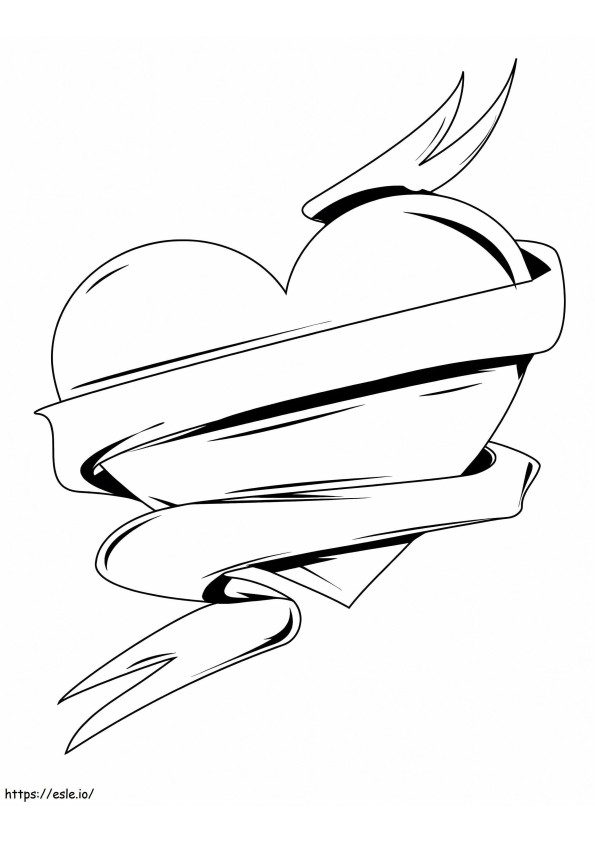 Heart With Ribbon coloring page