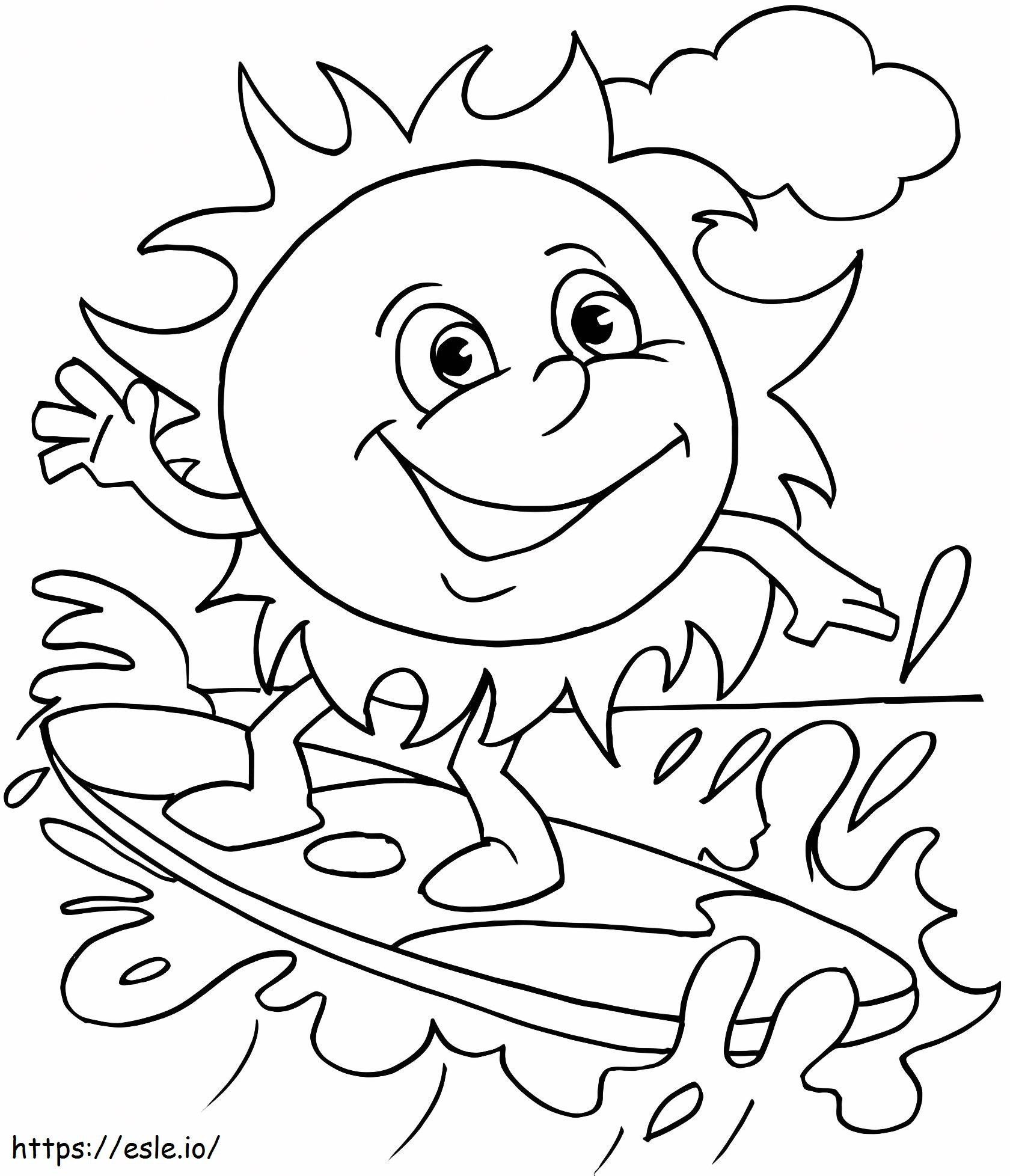 Sun Surfing coloring page
