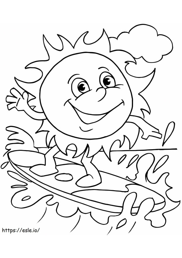 Sun Surfing coloring page