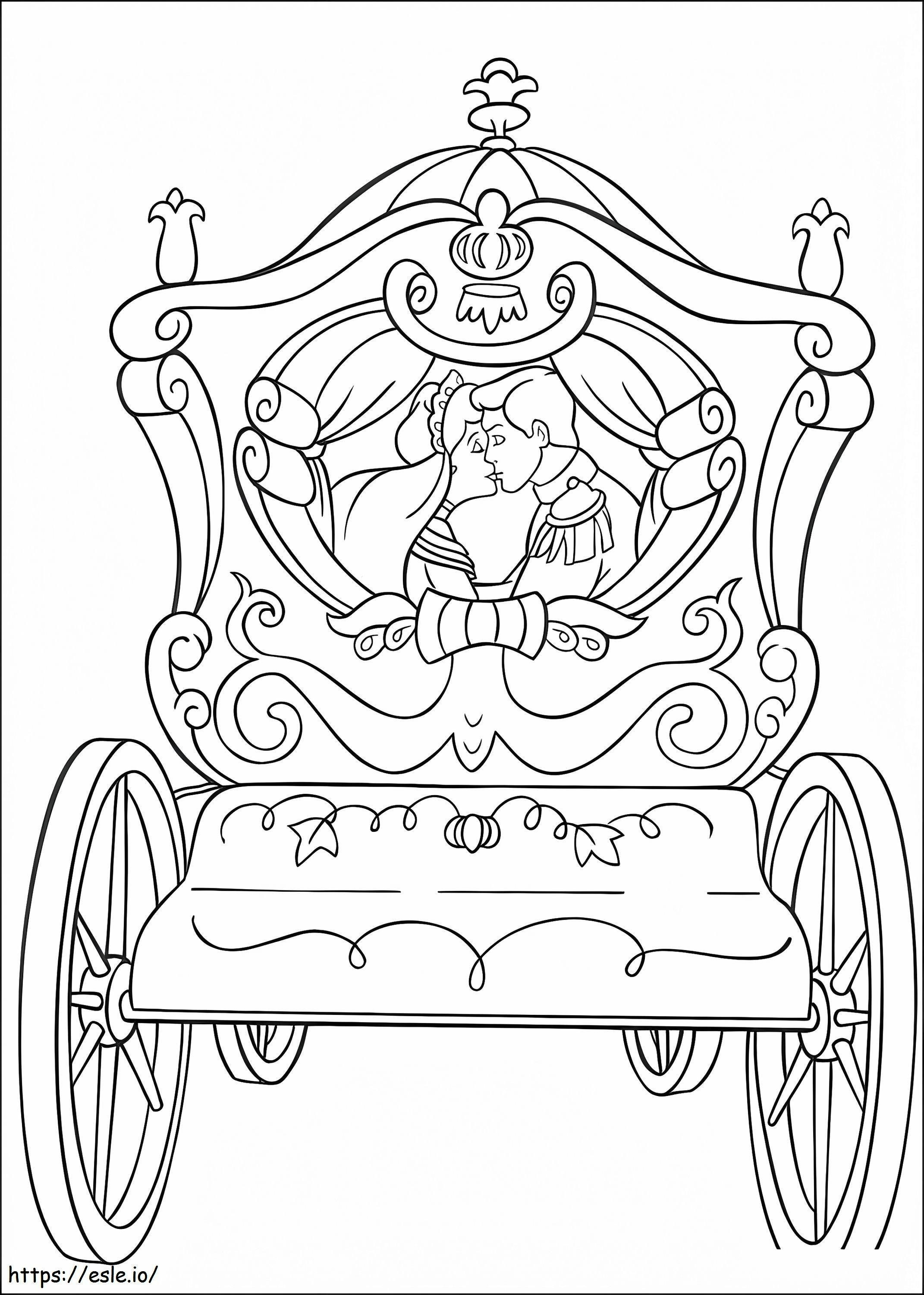 Cinderella Kissing Prince coloring page