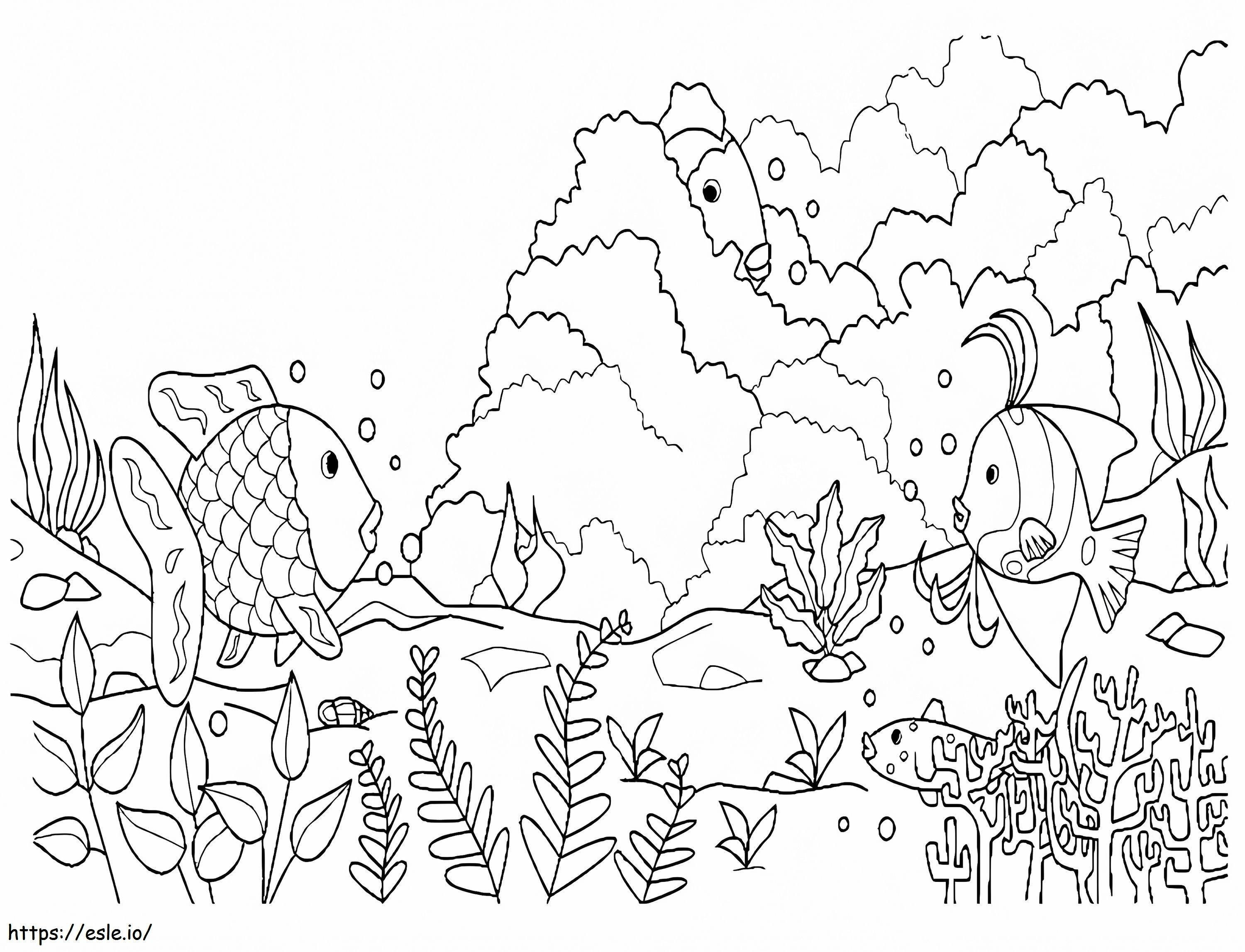 Coloriage Poisson arc-en-ciel jouant à cache-cache à imprimer dessin
