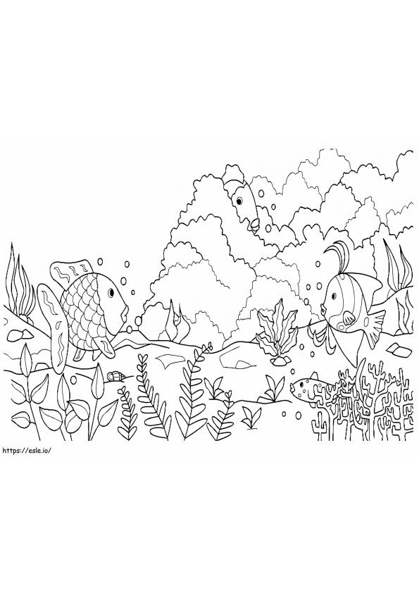 Coloriage Poisson arc-en-ciel jouant à cache-cache à imprimer dessin