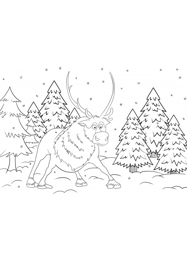 Swen in the woods coloring image for free downloading