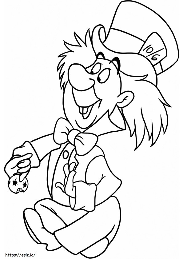Mad Hatter With Cookie coloring page